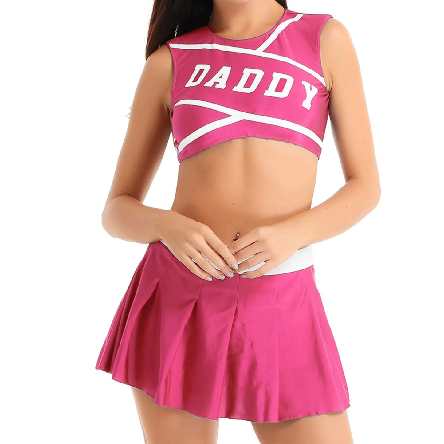 Daddy’s Cheerleader Outfit in pink rose, flirty soft girl babygirl cosplay, cutecore & DDLG vibes