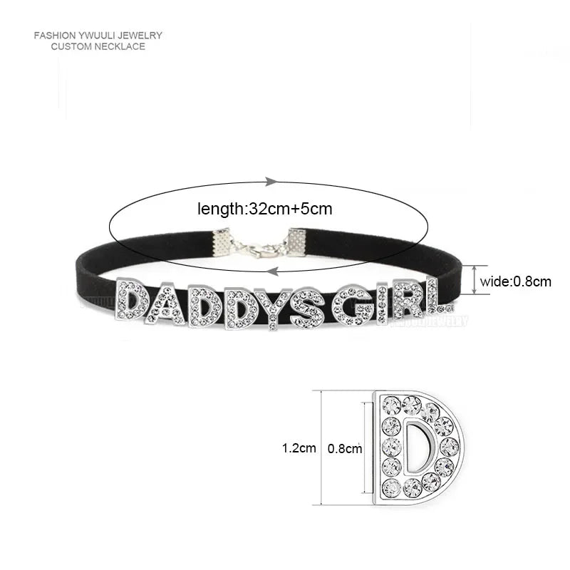 Daddy’s Dazzle black Daddys Girl custom collar for bold confident look