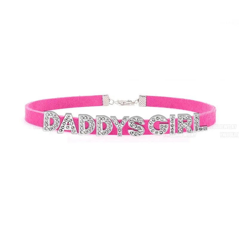 Daddy’s Dazzle pink Daddys Girl custom collar for DDLG kawaii fetish play