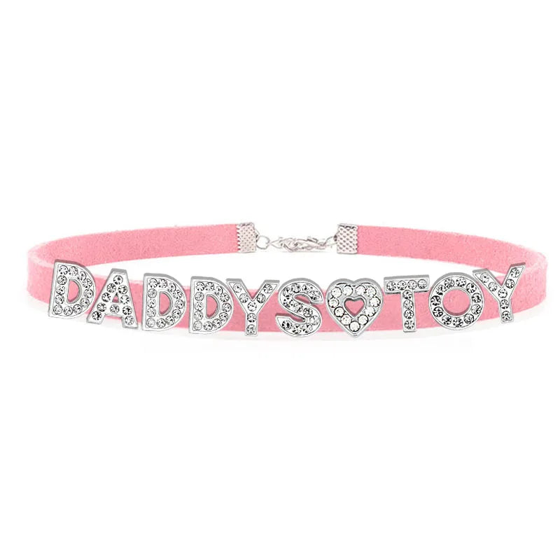 Daddy’s Dazzle pink Daddys Toy adjustable collar for kawaii ABDL style