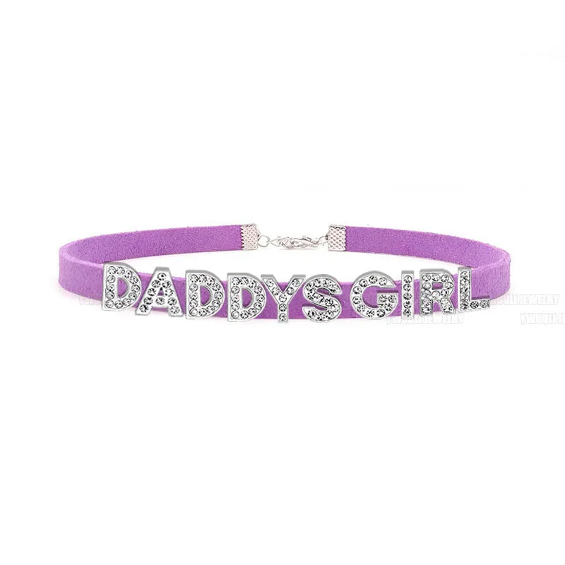 Daddy’s Dazzle purple Daddys Girl statement collar for cutecore fashion