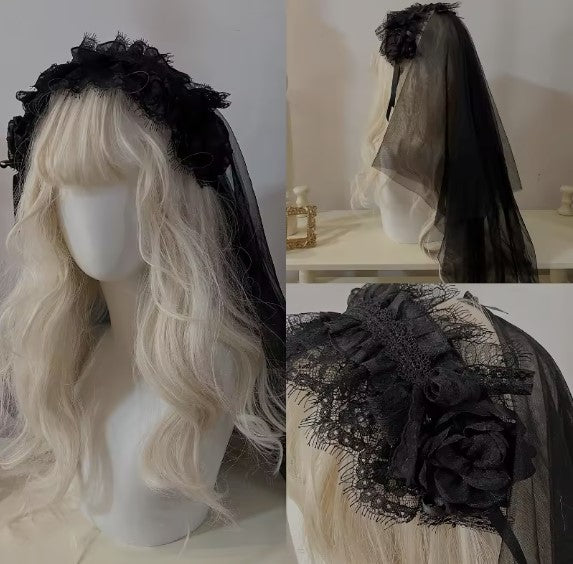 Dark Gothic Lolita Dress Noir Elegance, Victorian-inspired corset design, perfect for gothic baddie look