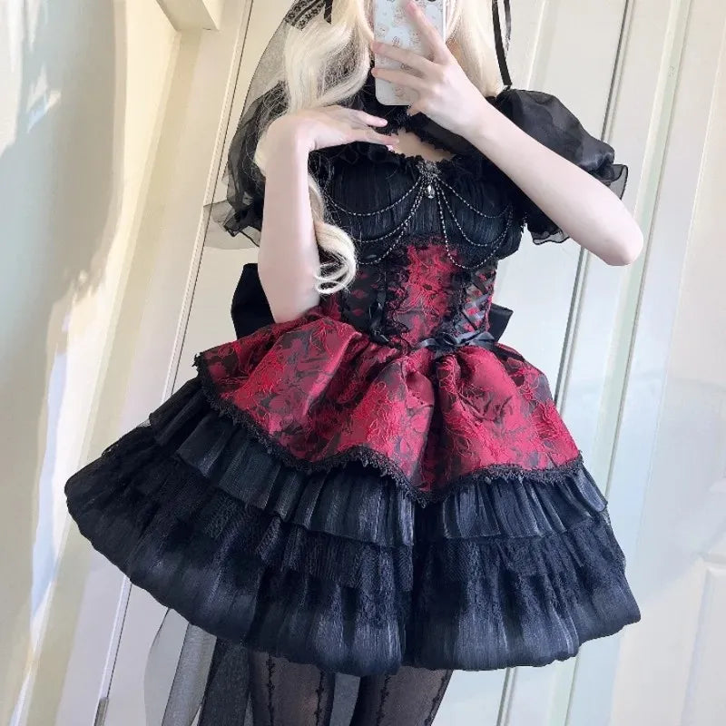 Dark Queen Lolita Gothic Dress Noir Elegance, flattering silhouette, gothic cosplay outfit