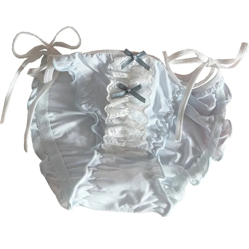 Darling Ribbon Doll Panties in blue pastel with lace and ribbon bow kawaii details ddlg dollcore panties