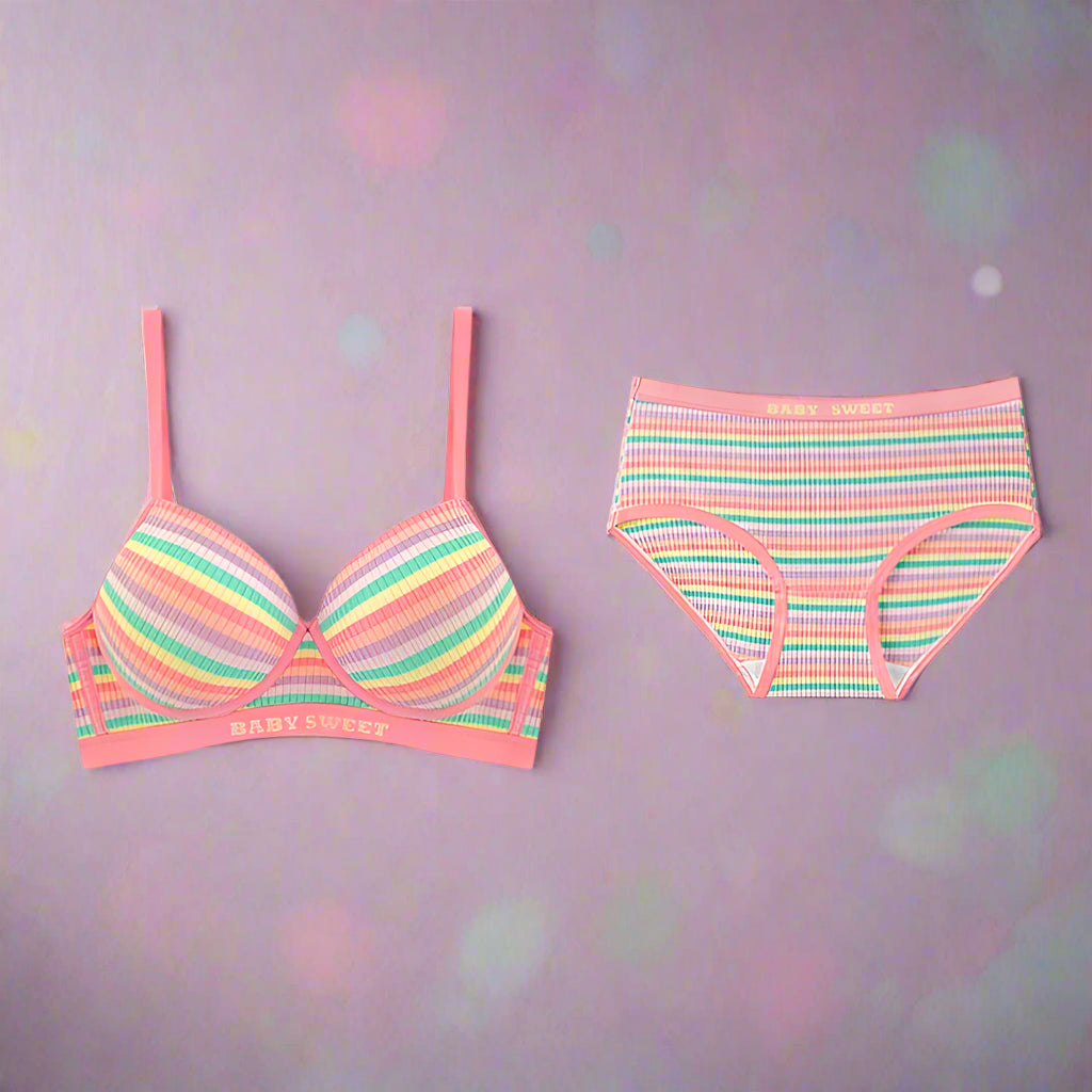 DDLG ABDL Sweet Baby Candy Colors lingerie set with breathable fabric, flattering fit, perfect for playful and cute styles