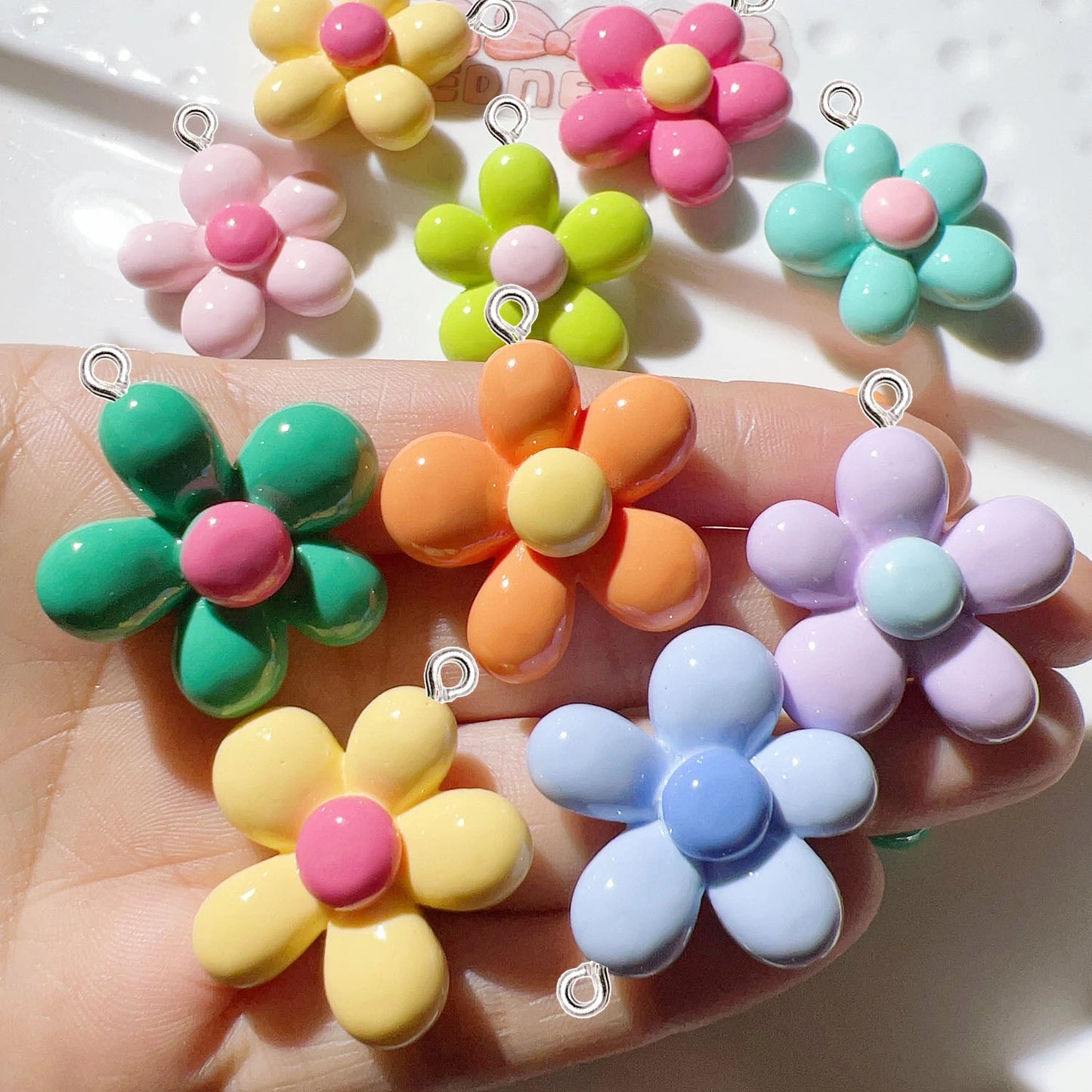 DDLG ABDL colorful blooming flower charms for accessories, bracelets, and kawaii crafts