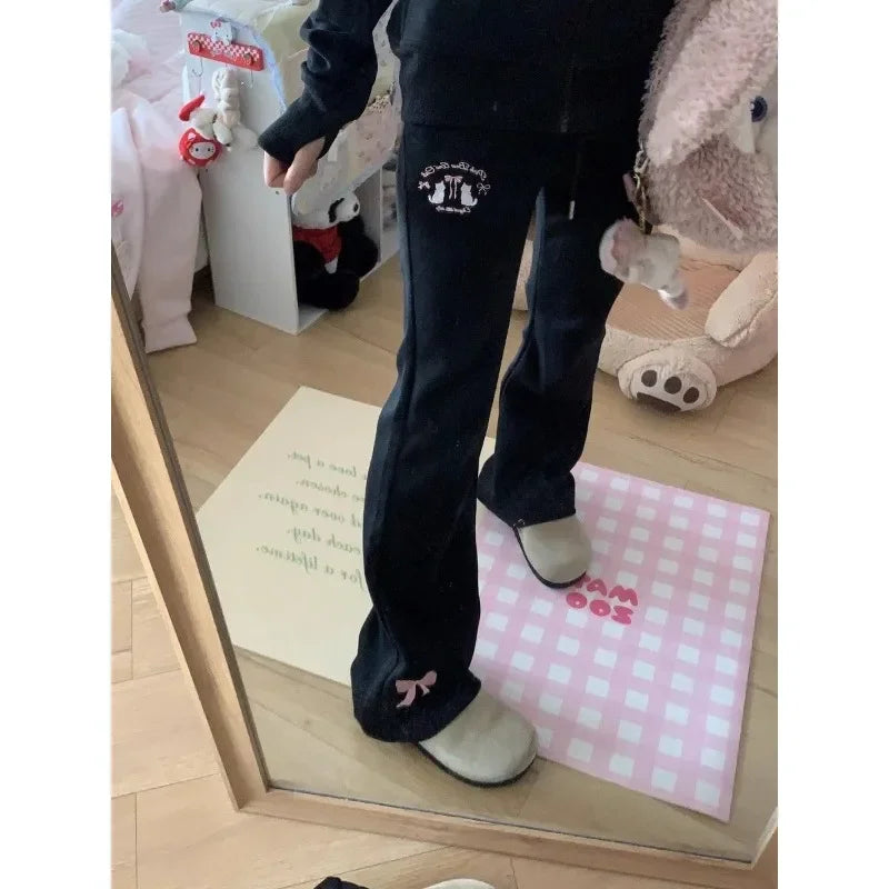Black wide leg Little Kawaii pants with playful design and comfy fit for DDLG ABDL kawaii fashion