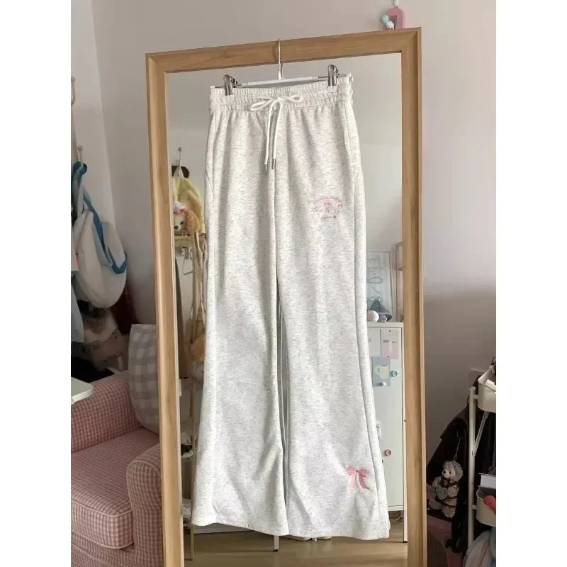 Grey Little Kawaii wide leg pants available in curvy sizes for DDLG ABDL kawaii wardrobe