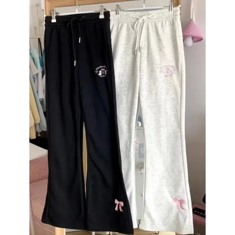 Comfy black and grey wide leg pants set by Little Kawaii for kawaii DDLG ABDL fashion