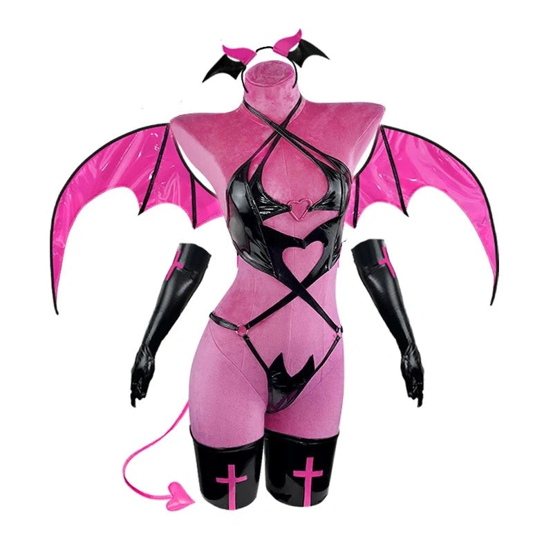 DDLG anime demon lingerie set, softcore cosplay, seductive fantasy outfit