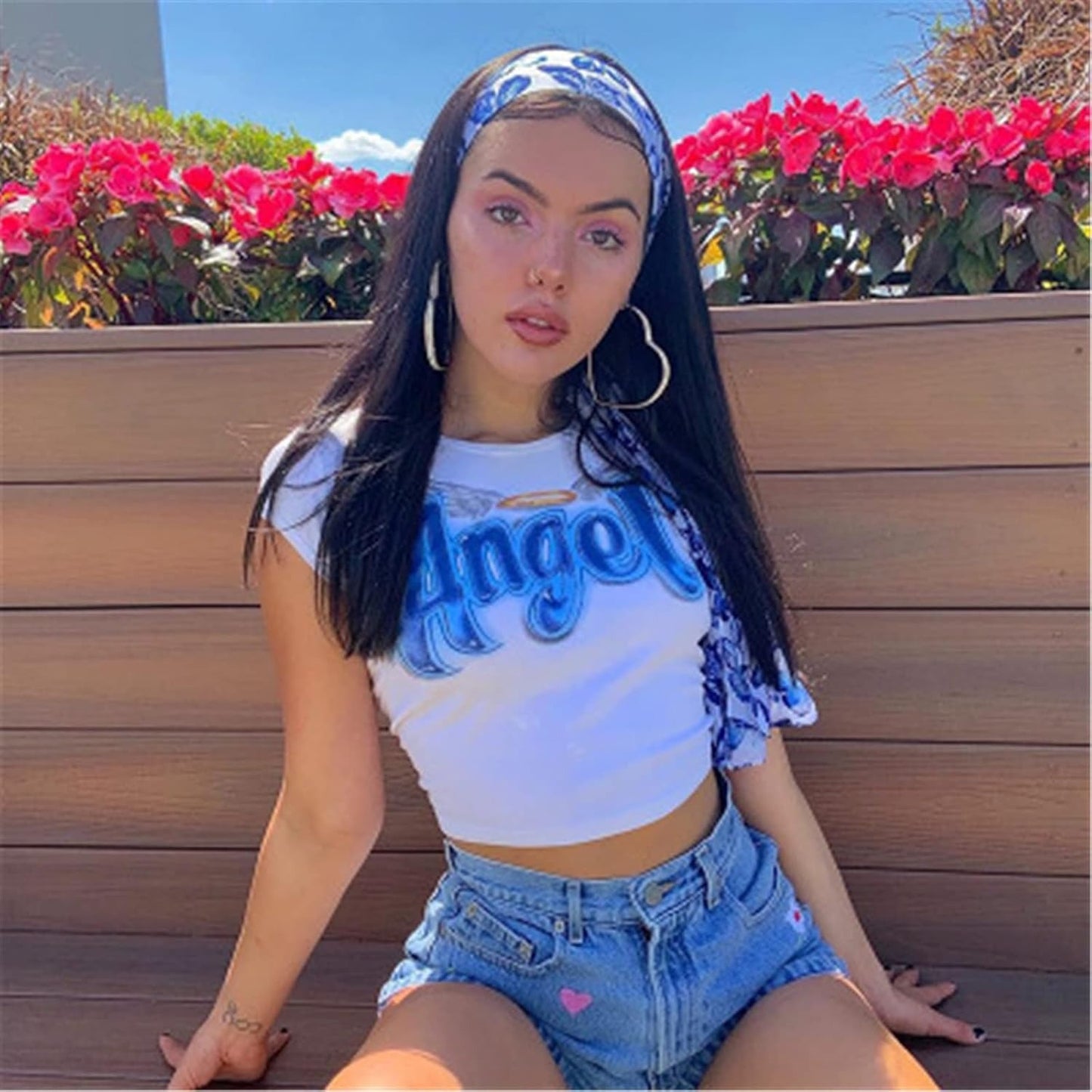 DDLG Blue Angel Baby Crop Shirt featuring cropped cut, soft-touch fabric, and bold print for playful brat and little style