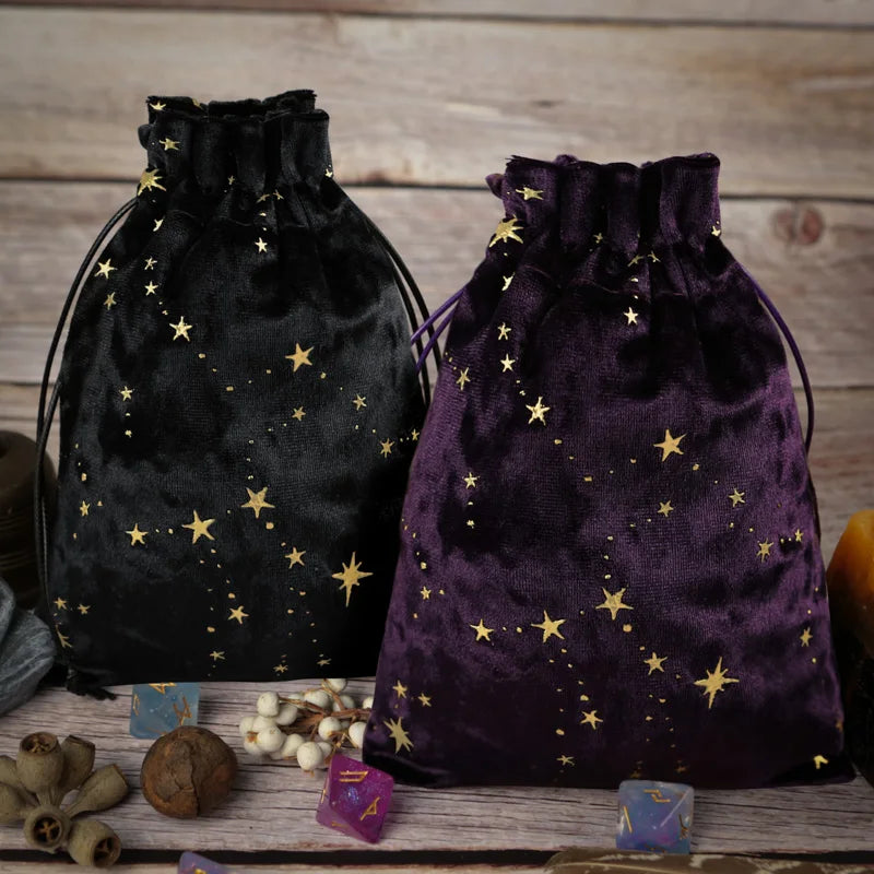 DDLG cosmic divination pouch in black or dark purple with galaxy stars