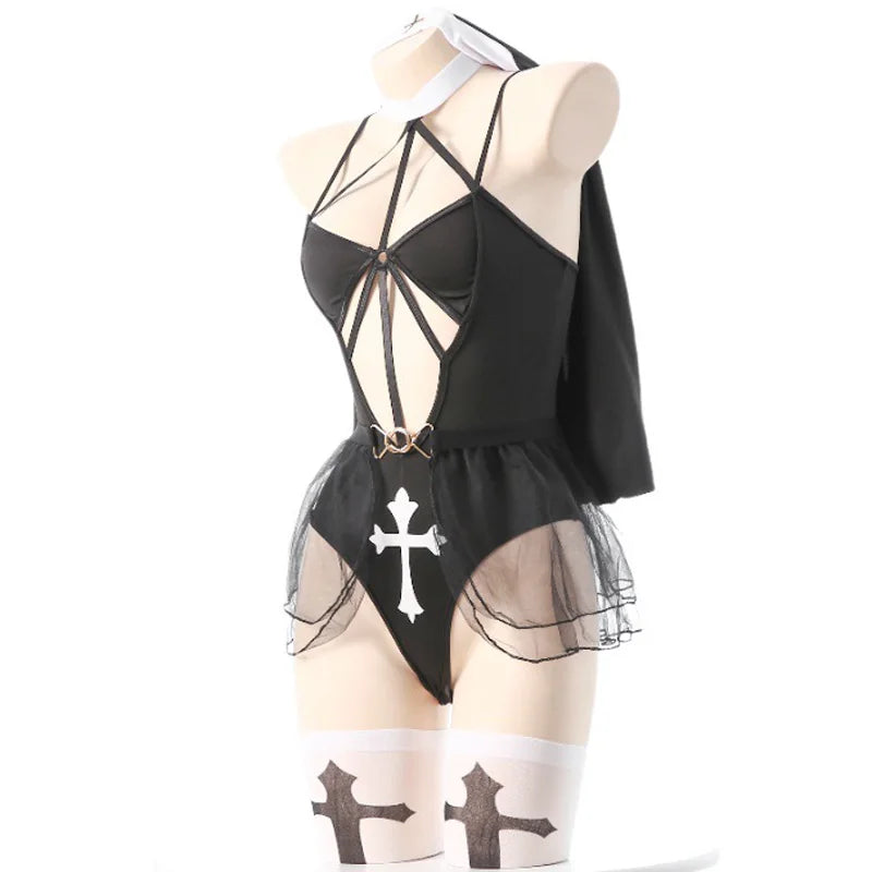 Flirty Holy Tease Bodysuit set for playful DDLG roleplay and cute baddie aesthetics