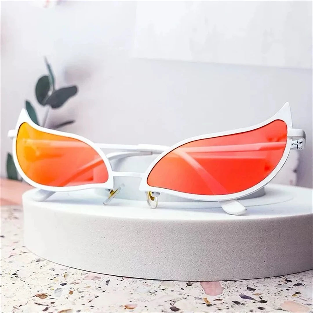 Fire cat sunglasses edgy slim frame orange red ddlg kawaii abdl eyewear