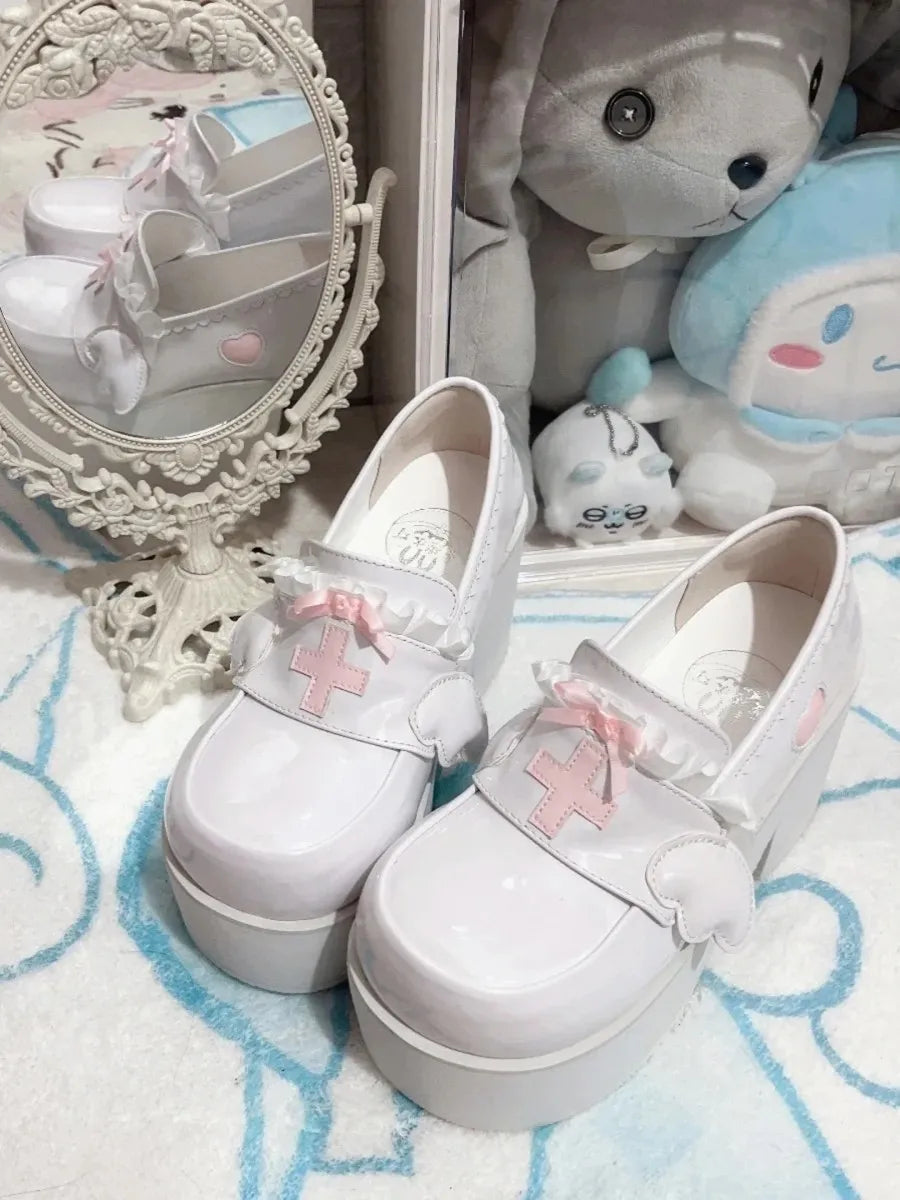 Statement Healing Halo Platform Heels for DDLG and ABDL styles with angel-inspired 3D wings and soft charm