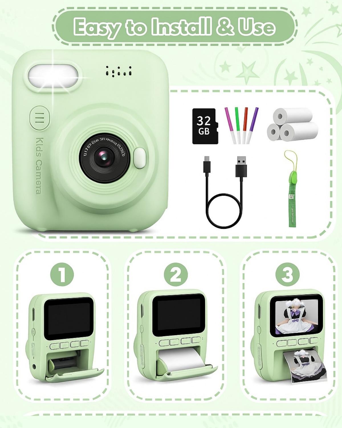 Cutecore DDLG mini print camera for instant black and white photos with retro charm