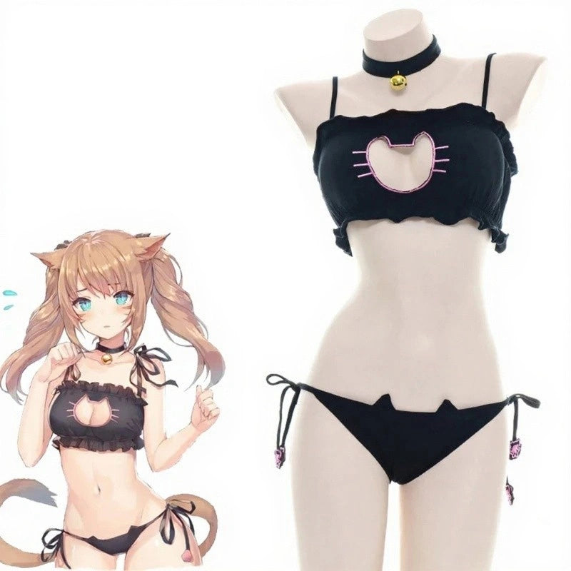 DDLG neko catgirl lingerie cosplay costume set with soft material and playful kitty aesthetic