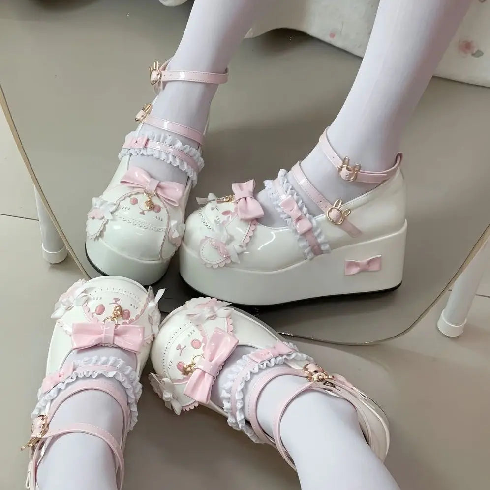 Dollcore Bunny Blink Platform Shoes featuring charming bunny details and kawaii platform design