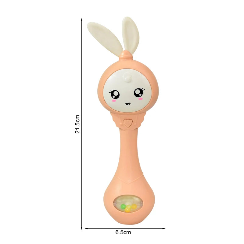 Dreamy Bunny Rattle with music, soft light, and tactile silicone ears