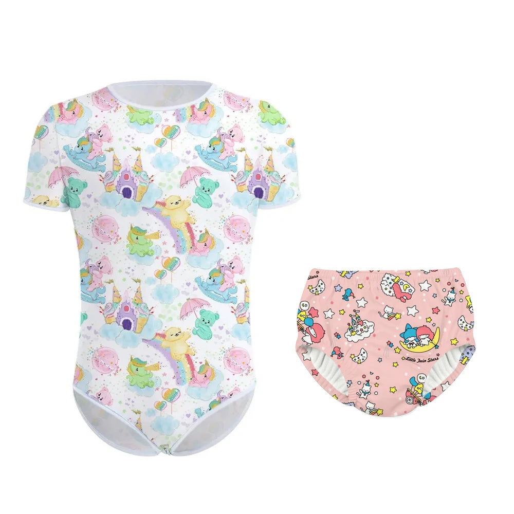 Cozy pastel dreamy snuggle set diaper and onesie for ABDL and DDLG lounging comfort