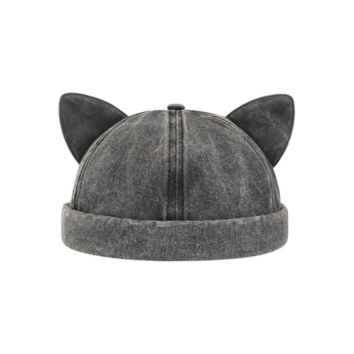 Ears Up Cutie Hat in coal black, adjustable simple kawaii hat for gothic DDLG ABDL cutecore looks