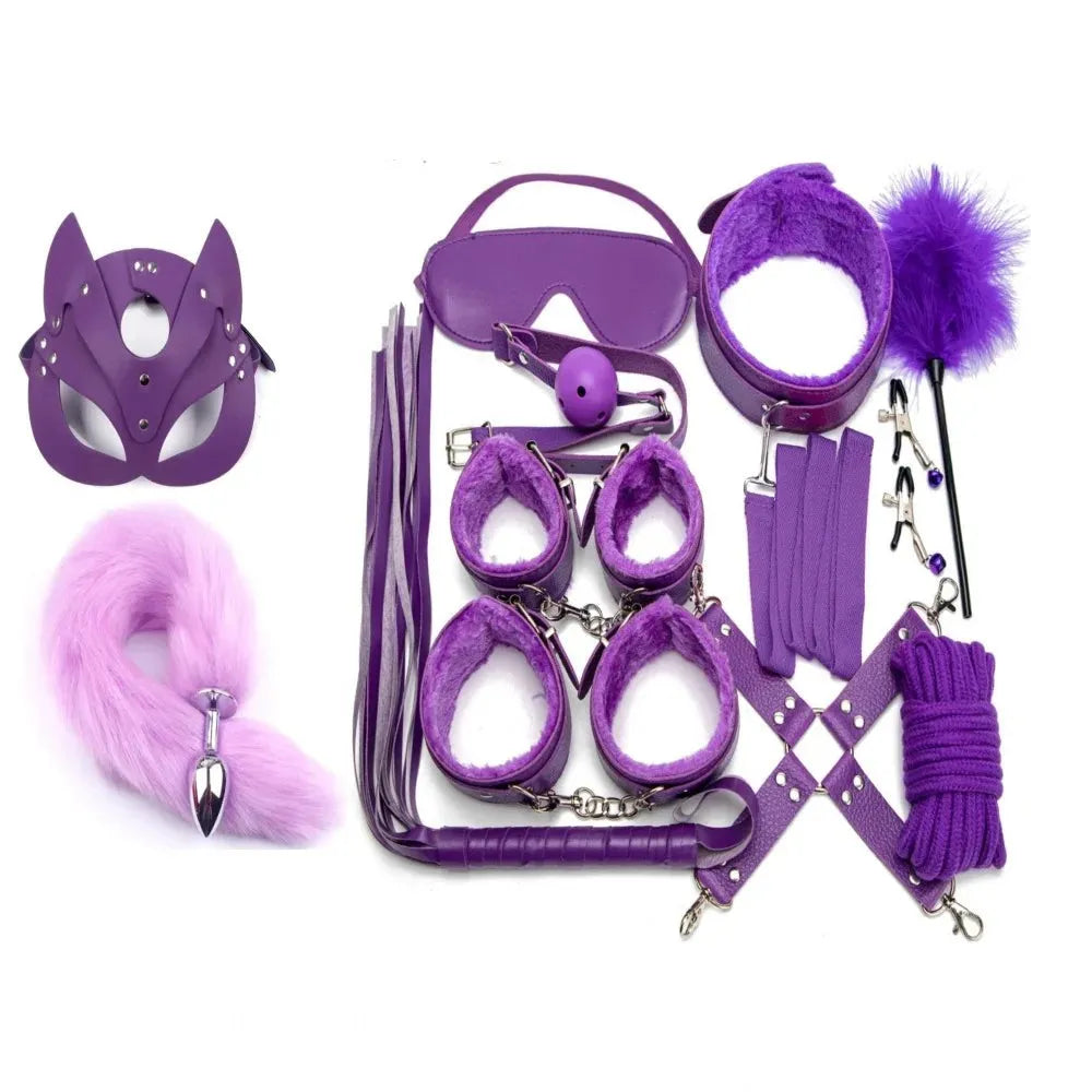 Purple Ecstasy 12-Piece Kinky Play Set, DDLG & fetish roleplay, kink accessories, flirty and playful fantasy