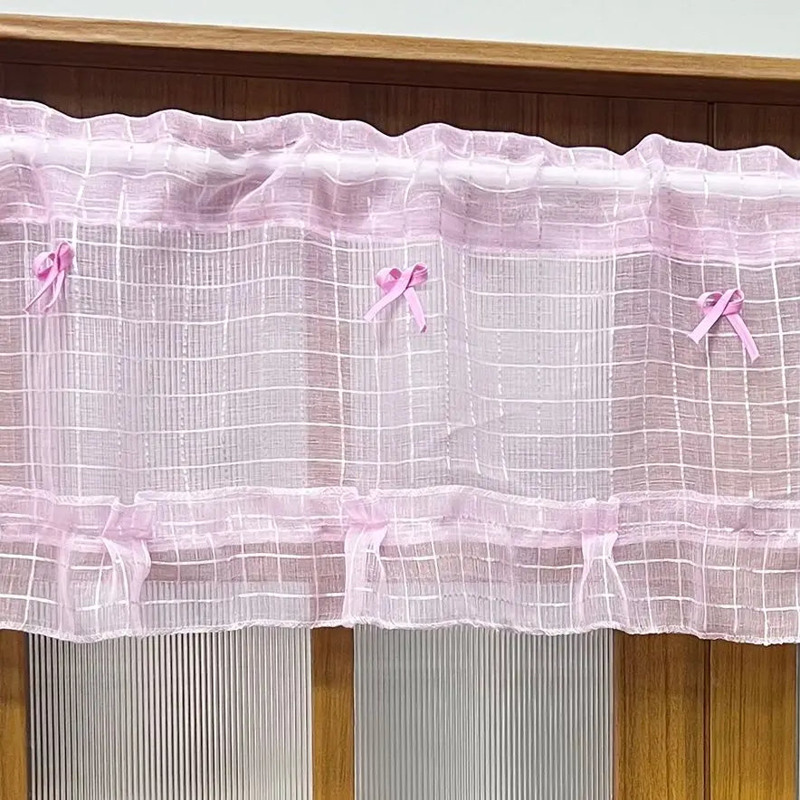Fairy-tale light pink tulle drapes perfect for kitchen or cabinet decoration, filtering light gently