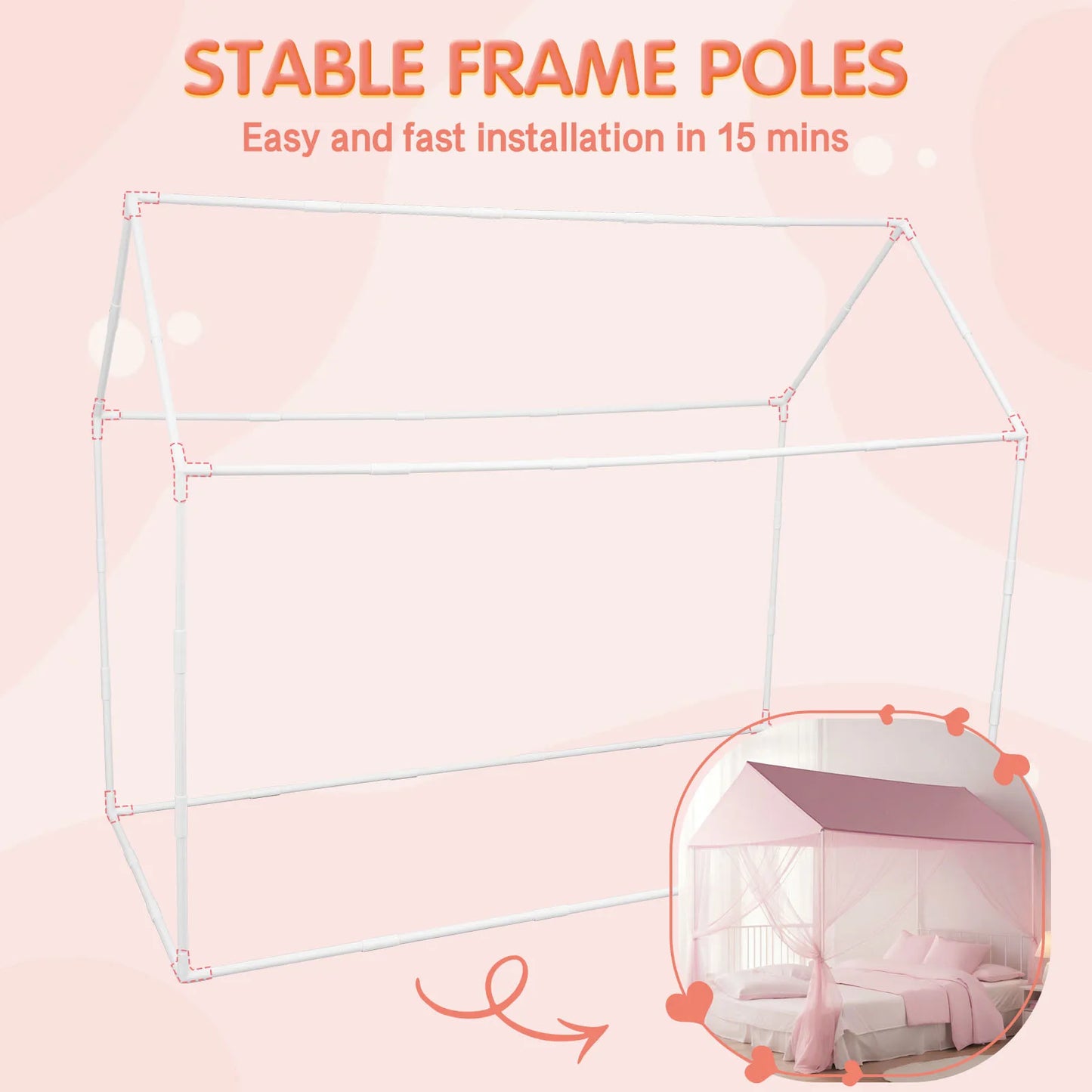 Lightweight sheer princess canopy bed curtains creating a fairy-tale vibe and magical atmosphere for kids