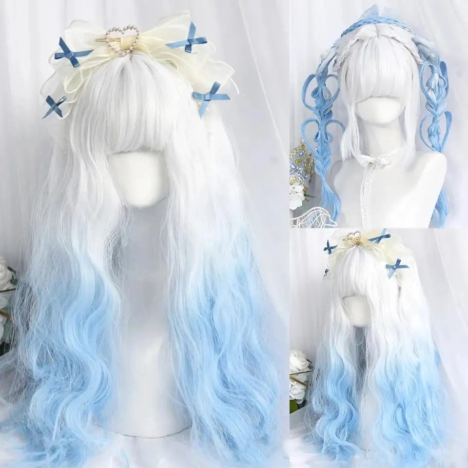 Azure Blue Fantasy Aura Wig for Bold and Whimsical DDLG Fashion