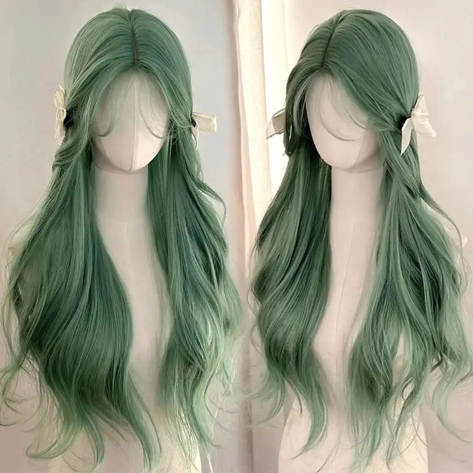 Dark Jade Fantasy Aura Wig with Soft, Realistic Fibers for DDLG Fashion