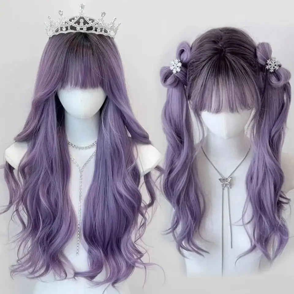Dark Purple Fantasy Aura Wig for Bold DDLG Fashion and Star-Quality Hair