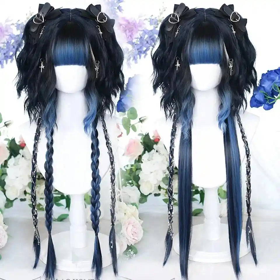 Goth Teal Fantasy Aura Wig for DDLG Aesthetic and Cosplay