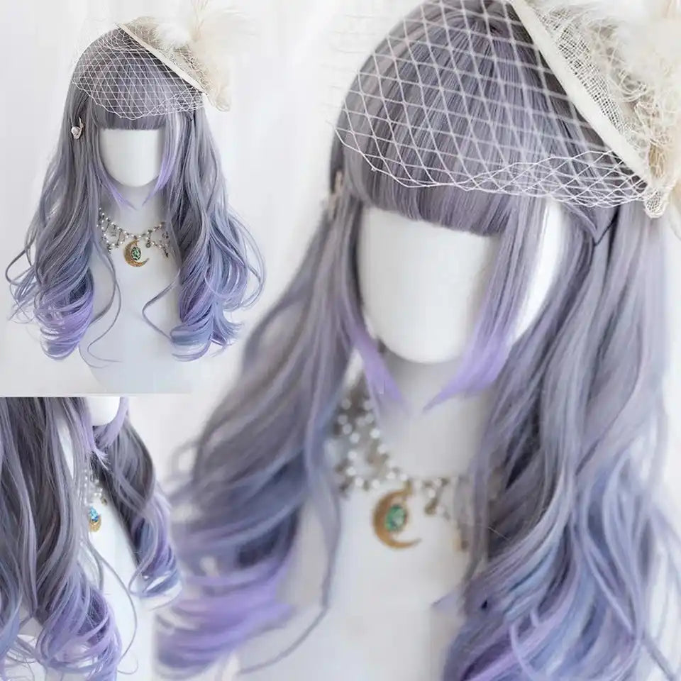 Lilac Fantasy Aura Wig with Curled Ends for Cute DDLG Cosplay Hair
