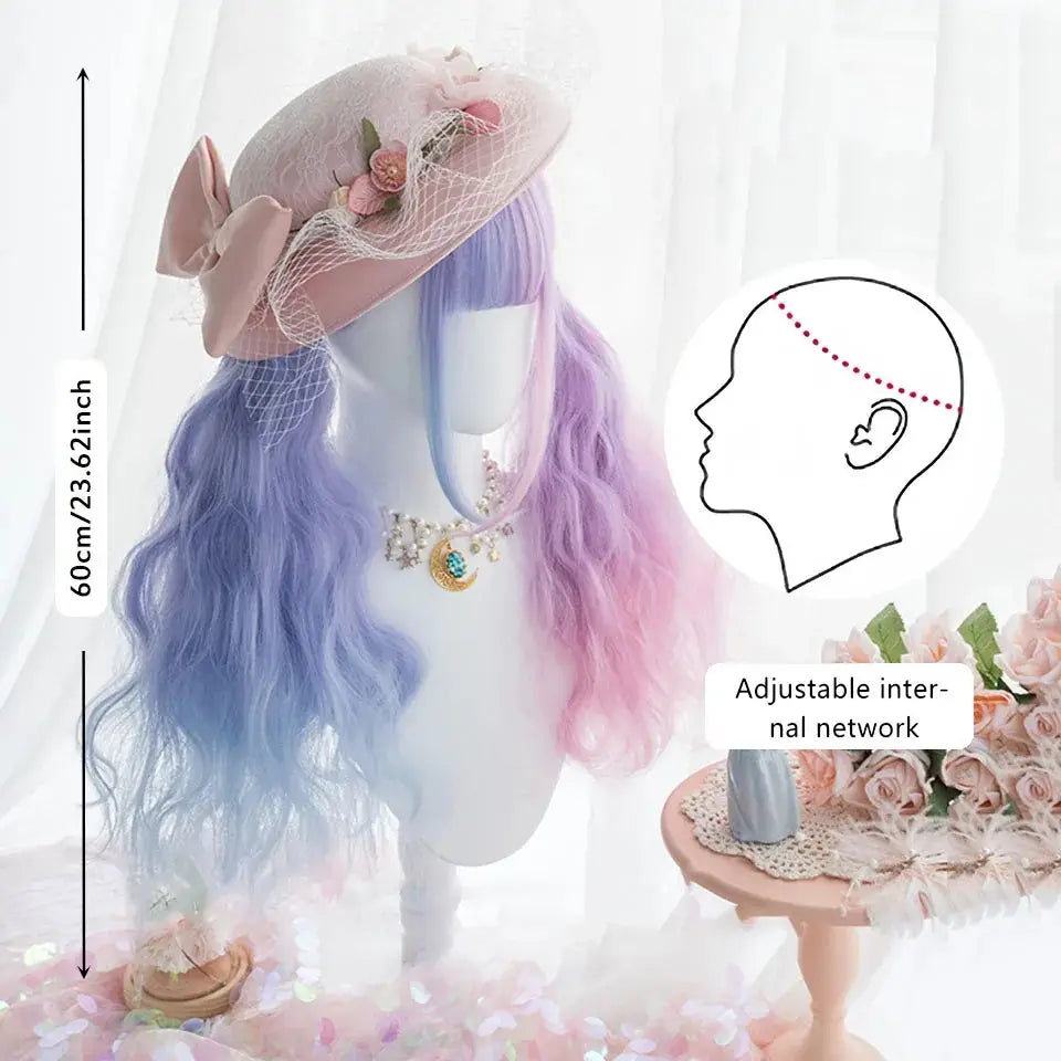 Purple and Pink Fantasy Aura Wig with Product Description for DDLG Looks