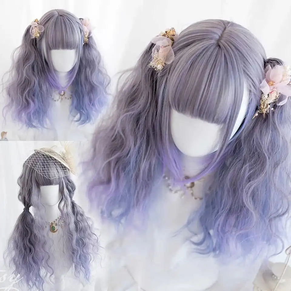 Wavy Silver Fantasy Aura Wig for Magical, Ethereal DDLG Outfits