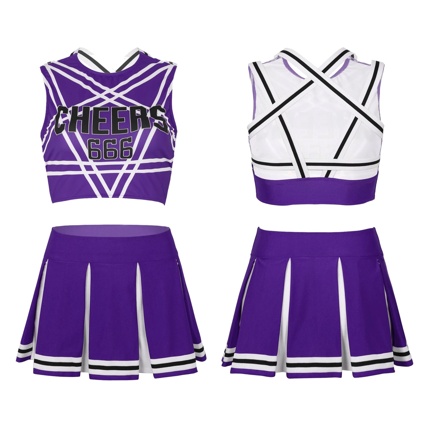 Flirty cheerleader outfit for ABDL kawaii and little space fun, Satan 666 printed top with mini skirt