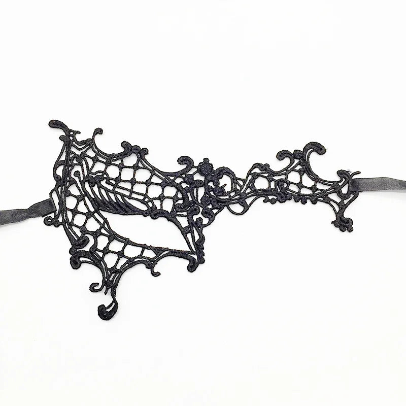 Flirty Midnight VIP Lace Mask in delicate black lace, perfect for kawaii, cutecore, and DDLG adventures