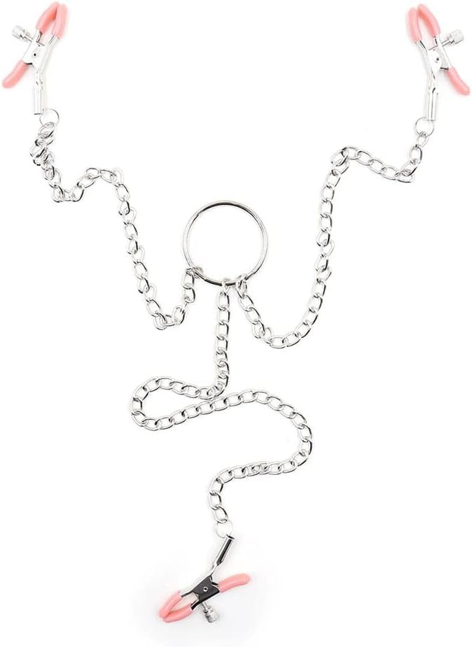 Pink Flirty Triple Pleasure Clips for kawaii DDLG play and flirty teasing fun, kinky fetish roleplay