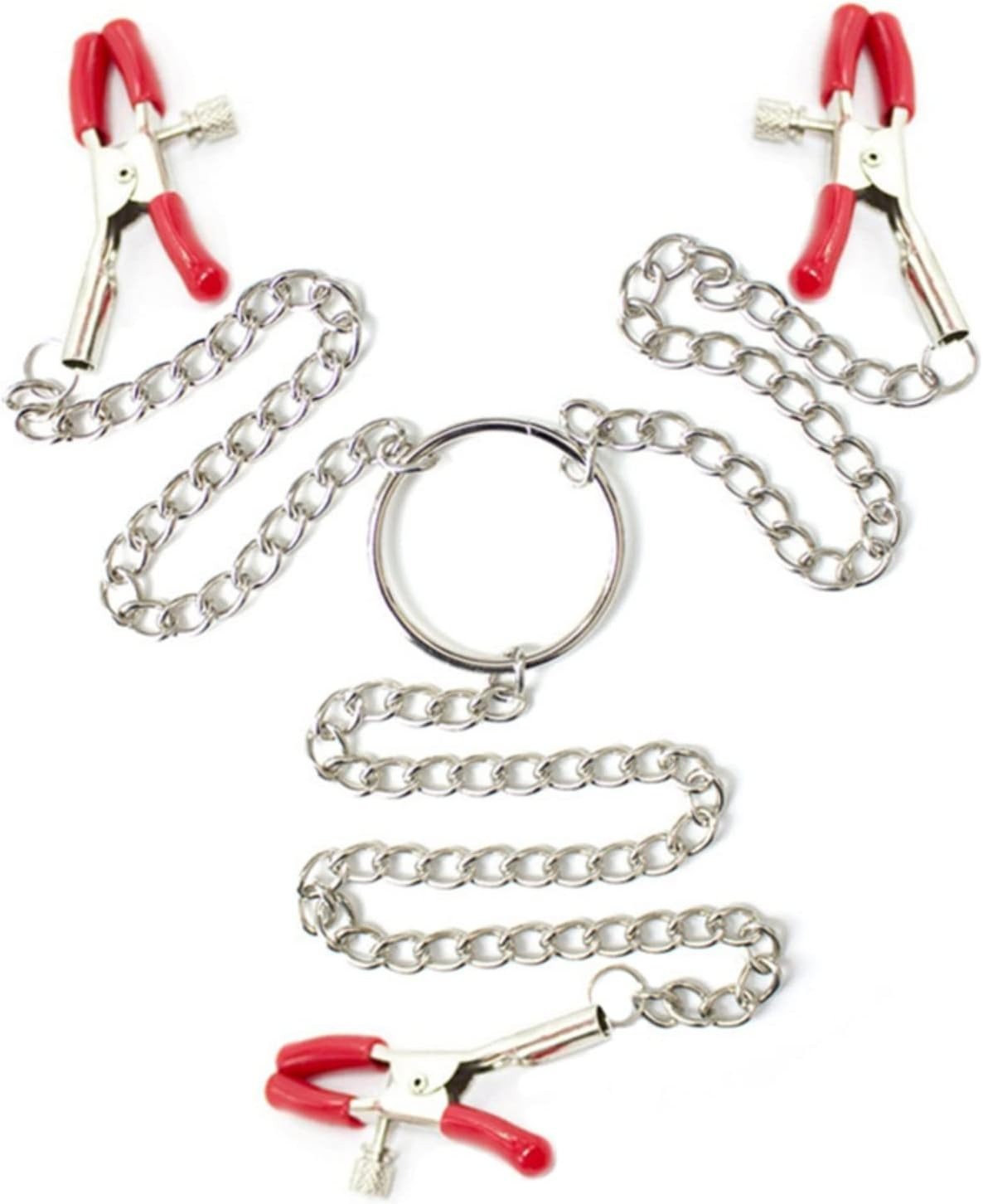Red Flirty Triple Pleasure Clips for playful kawaii DDLG teasing and intimate cutecore fun, kinky fetish roleplay