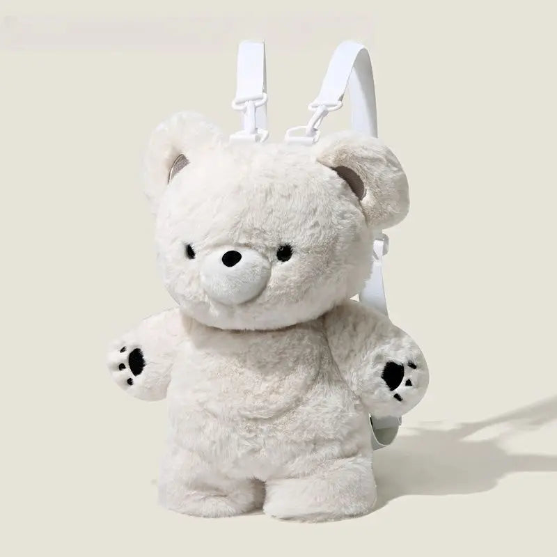 Fluffy Polar Bear Baby Backpack in pastel colors, kawaii statement piece, cute ABDL plush purse for fantasy looks