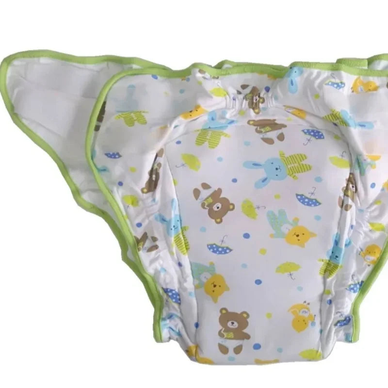 Folded Kawaii Animal Parade Diaper showing playful ABDL-friendly style and vibrant kawaii design