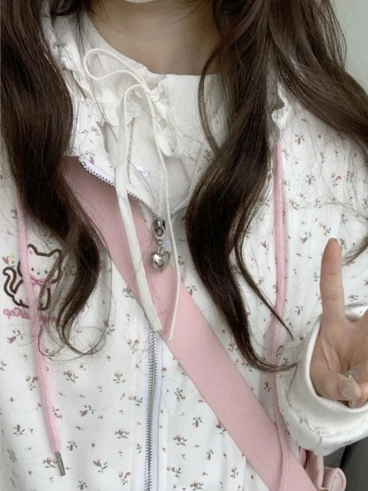 Softcore pink kitty jacket styled for GRWM or cute soft girl OOTD