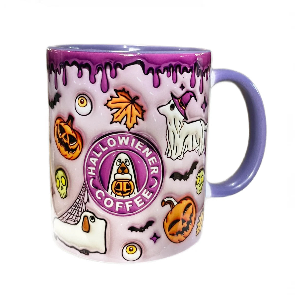 Halloween candy coated mug with bright colors and durable design for baddie babycore vibes