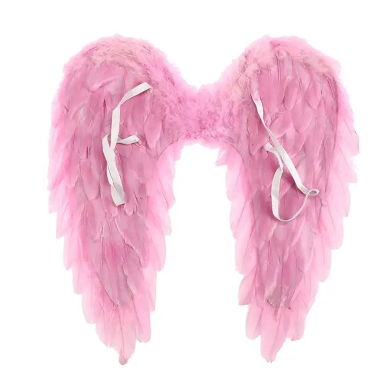 pastel pink, white, and black halo baby angel wings with soft feathers and adjustable straps for ddlg and kawaii cosplay
