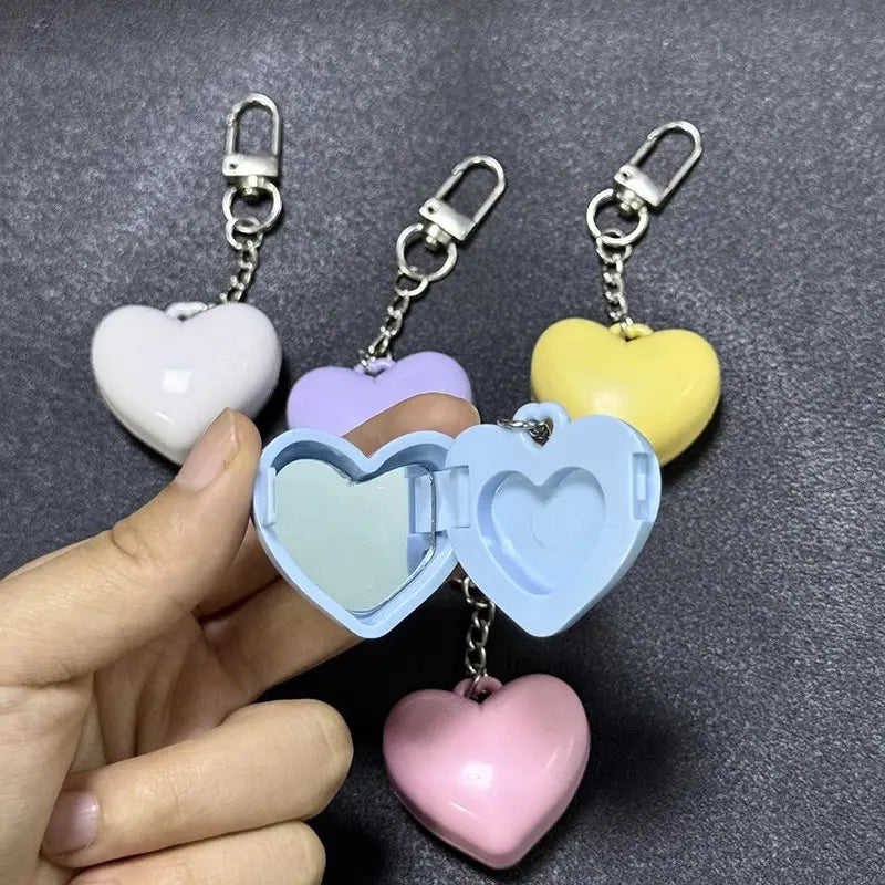 Baby blue Heart Glow Mirror Keychain with other colors β cute DDLG keychains for collecting and matching your style