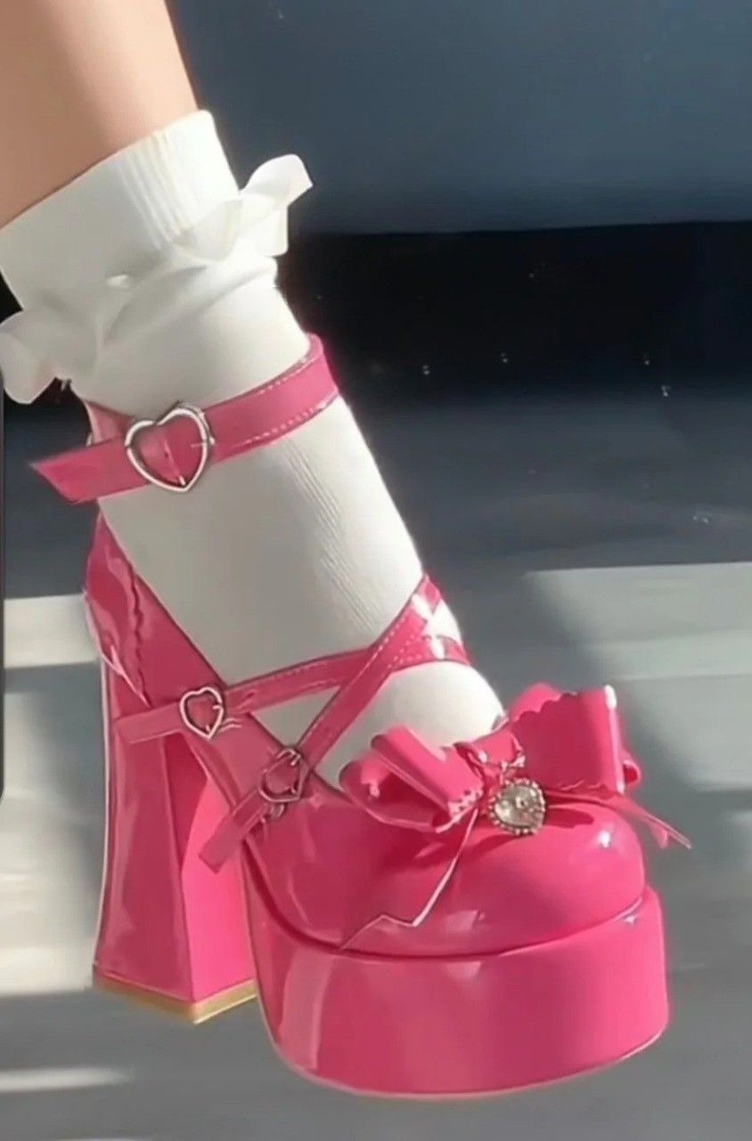 Hot Pink Voltage Heels, princess-inspired platform shoes for DDLG and kawaii fashion