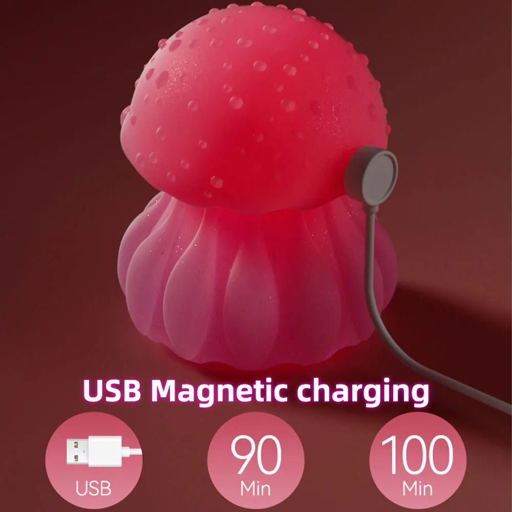 Compact Jellyfish Tongue Pleasure Device, easy to handle, rechargeable with quiet motor for discreet use