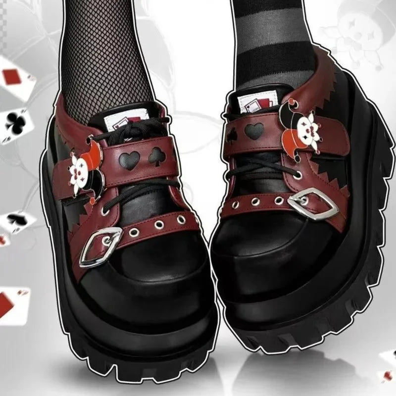 Joker Wild Card Platforms with playful card suit motifs and bold kawaii punk style shoes