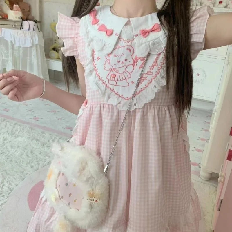 Soft kawaii Pure Angel Love Bear Dress with angel-wing bear motif for DDLG and ABDL cutecore vibes