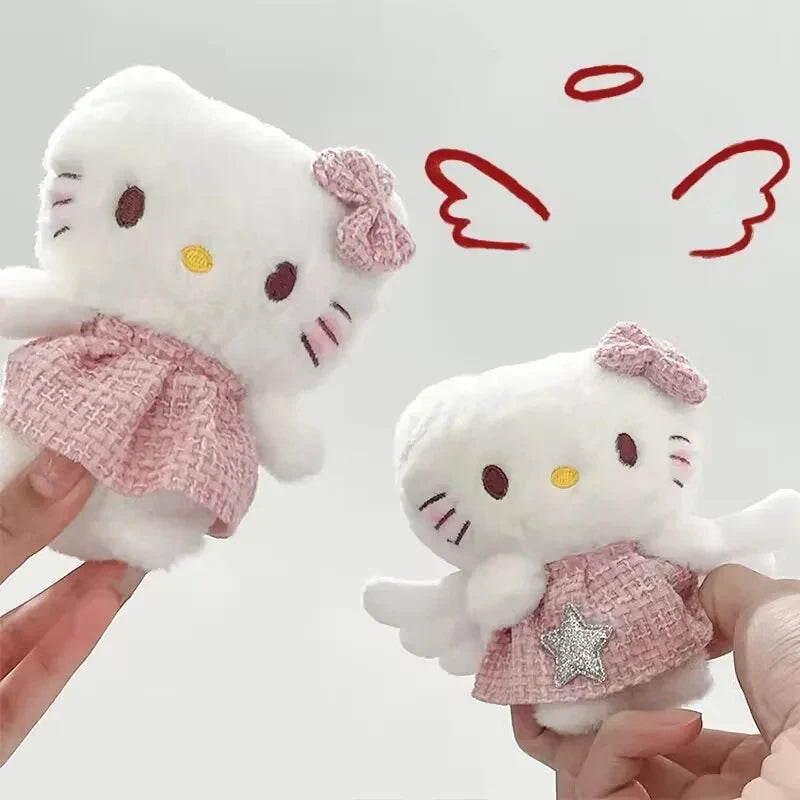 Kawaii Angel Purr Keychain, adorable plush charm for keys, bags, and cutecore enthusiasts